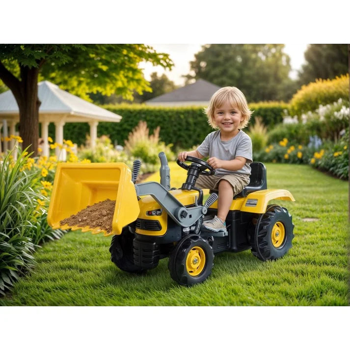 Dolu Pedal Tractor with Detachable Excavator – Yellow | Ages 3+