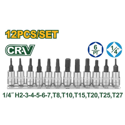 JADEVER 1/4 Inch Hex & Torx 12 Piece Box Set Durable & Precise