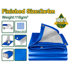 JADEVER Blue Tarp with Eyelets 4x3m Durable & Lightweight
