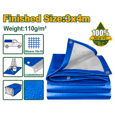 JADEVER Blue Tarp with Eyelets 4x3m Durable & Lightweight