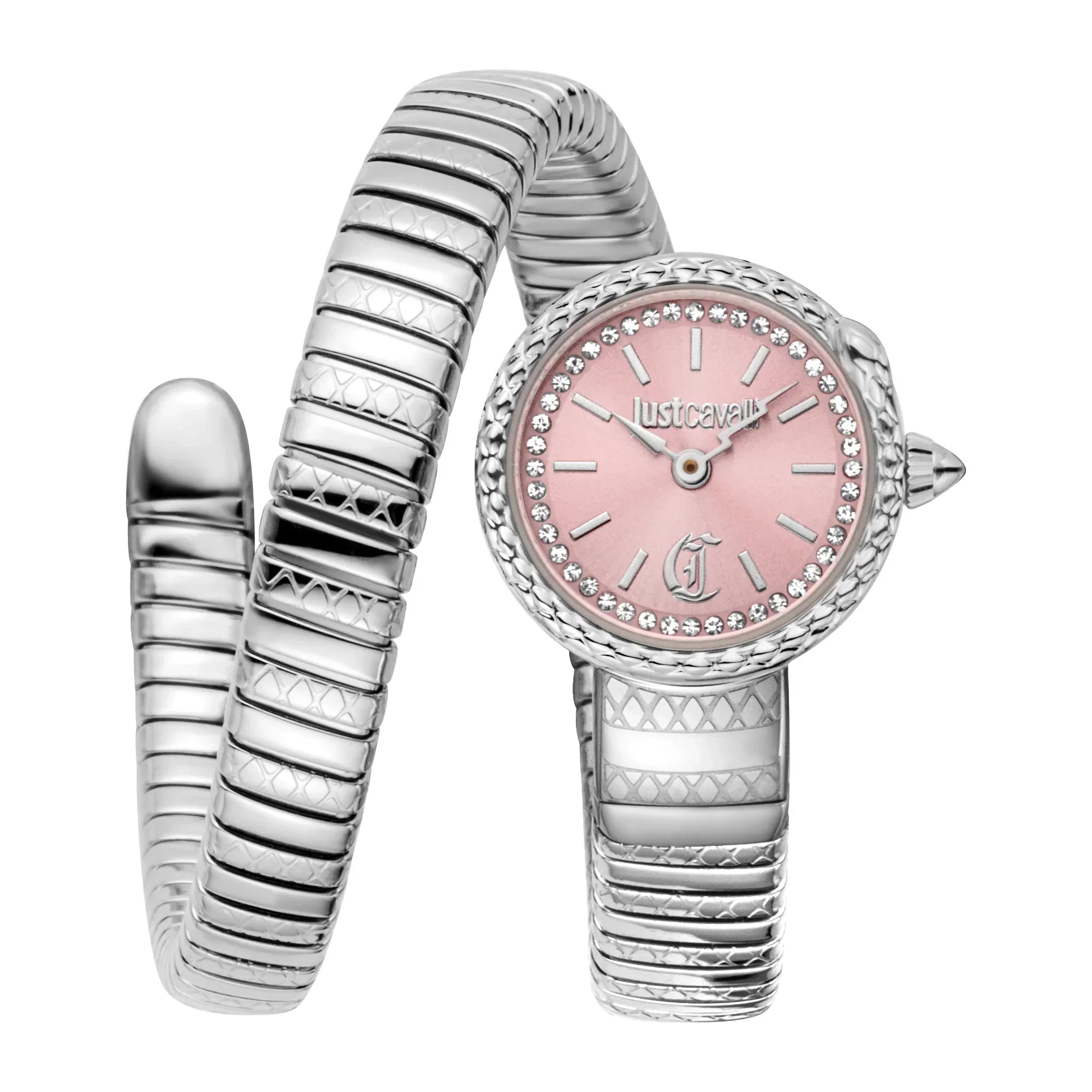 JUST CAVALLI JC1L351M0015 SILVER STEEL BAND PINK DIAL FOR WOMEN