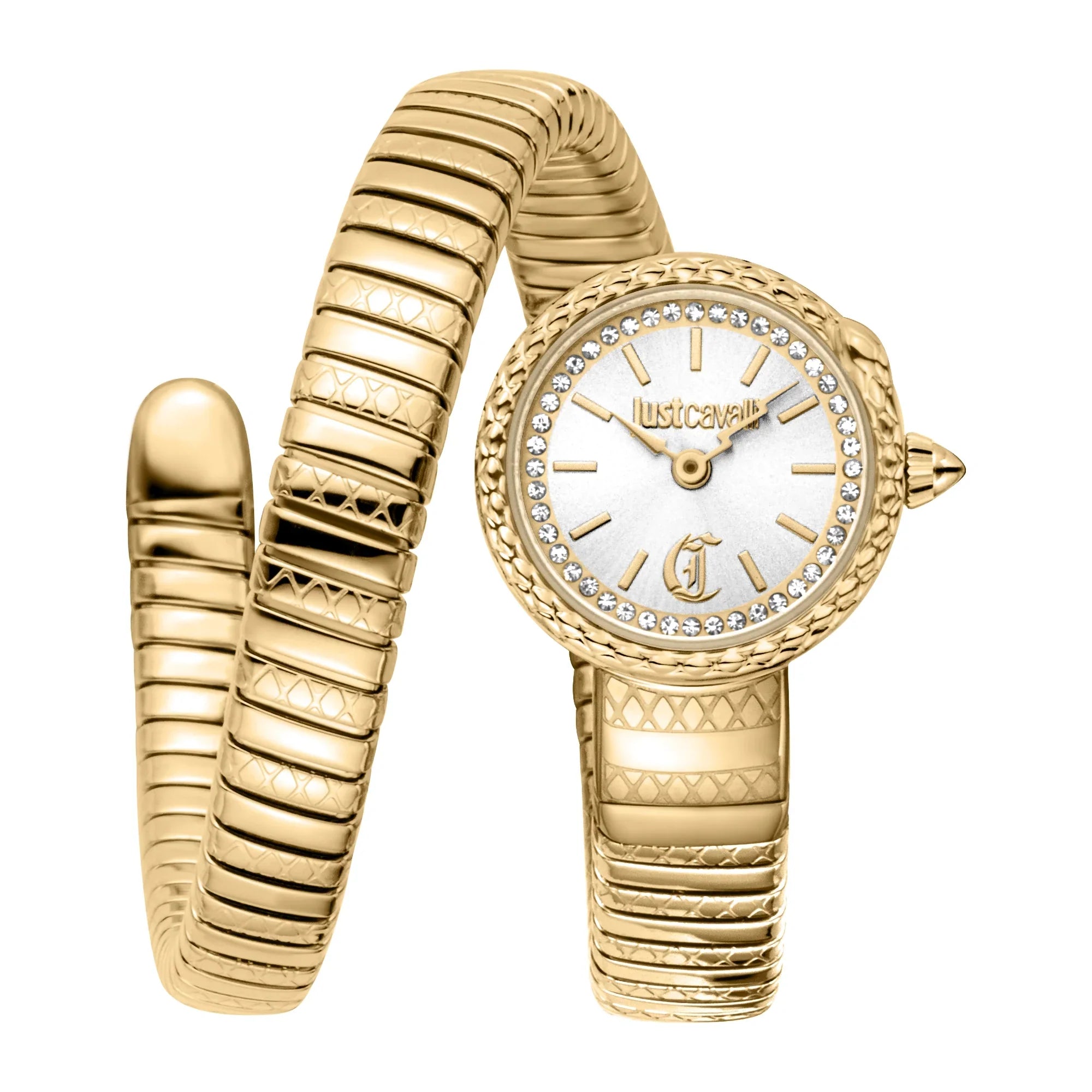 JUST CAVALLI JC1L351M0025  GOLDEN STEEL BAND SILVER DIAL FOR WOMEN