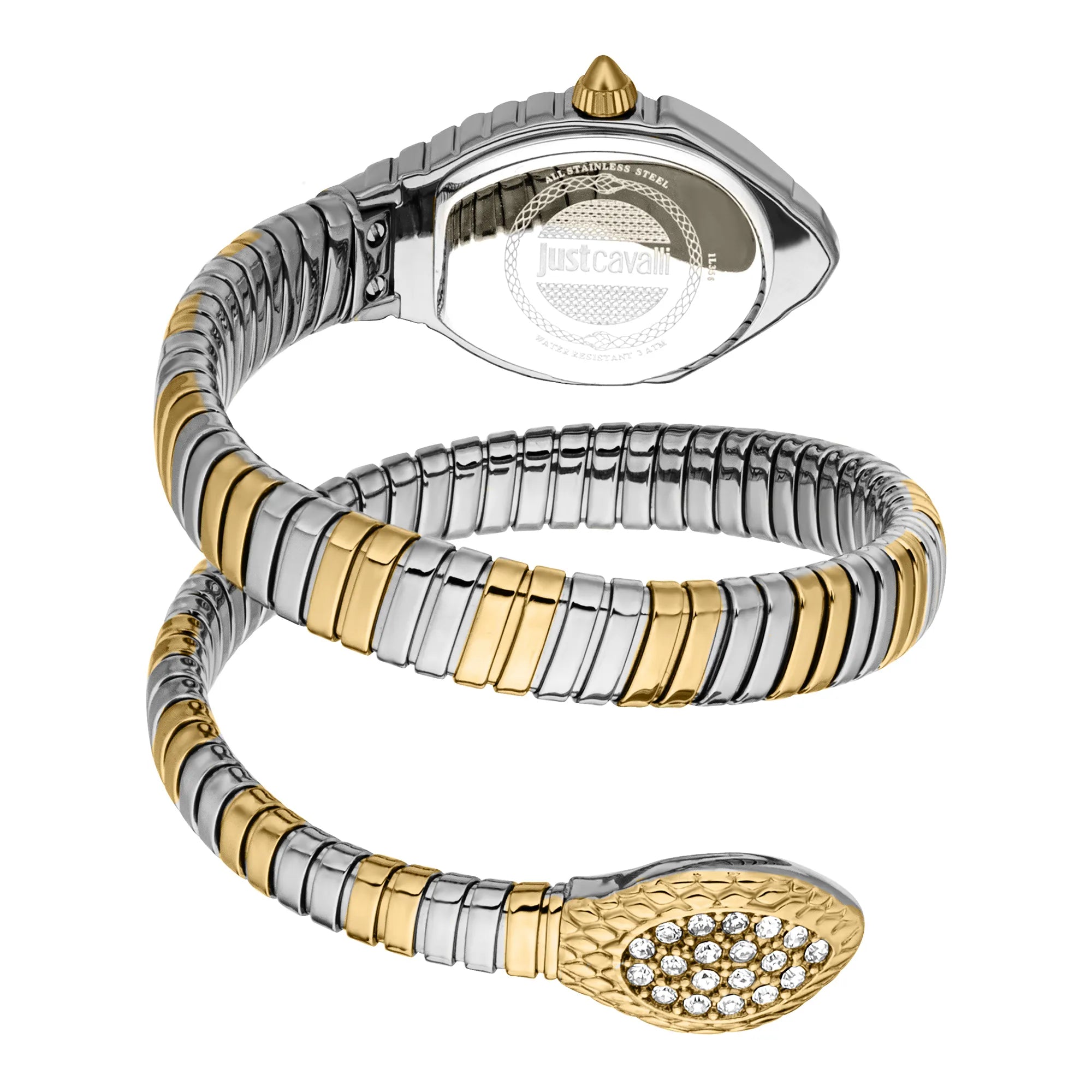 JUST CAVALLI JC1L356M0055 SILVER AND GOLD STEEL BAND WHITE DIAL  FOR WOMEN