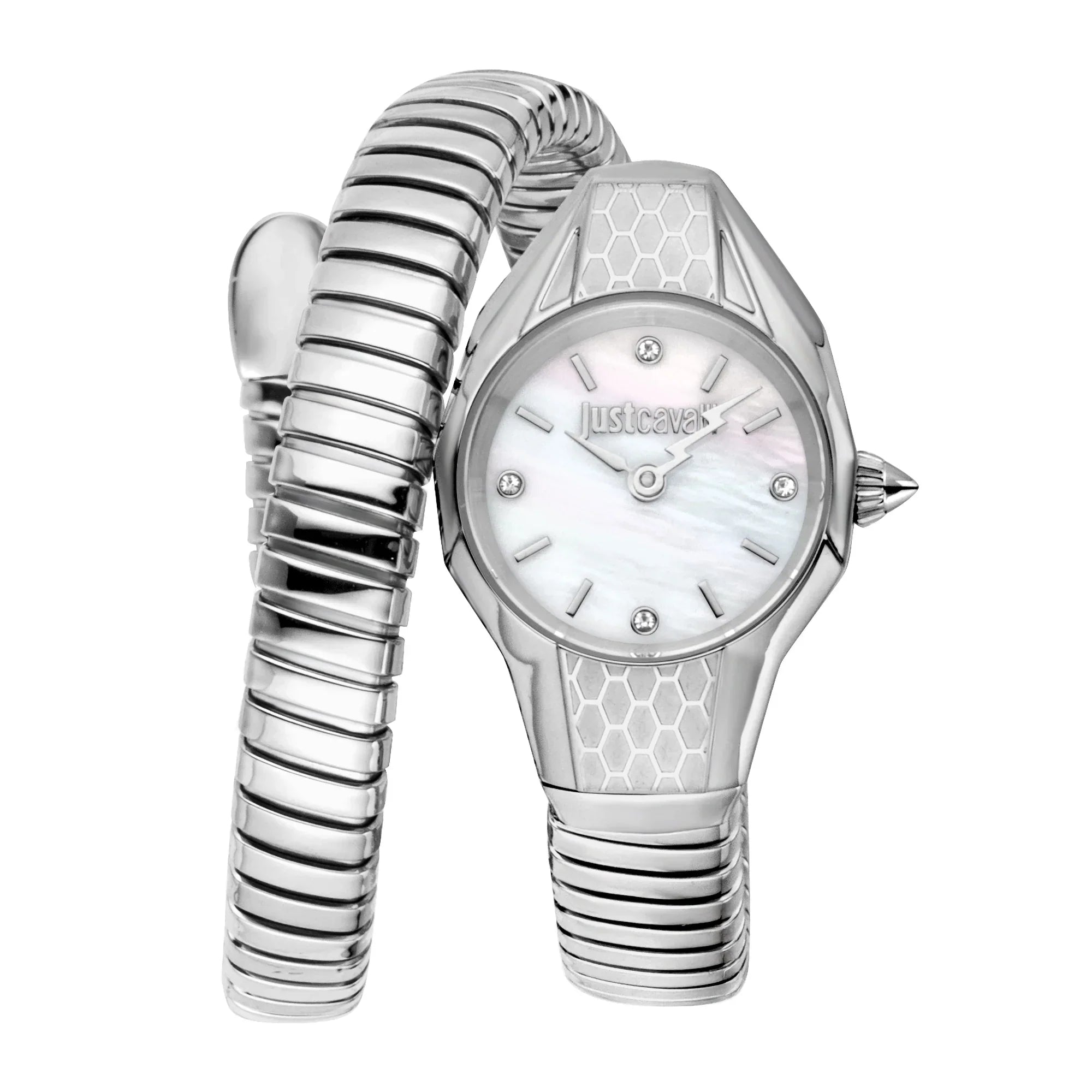 JUST CAVALLI JC1L375M0015 SILVER STEEL BAND WHITE DIAL  FOR WOMEN