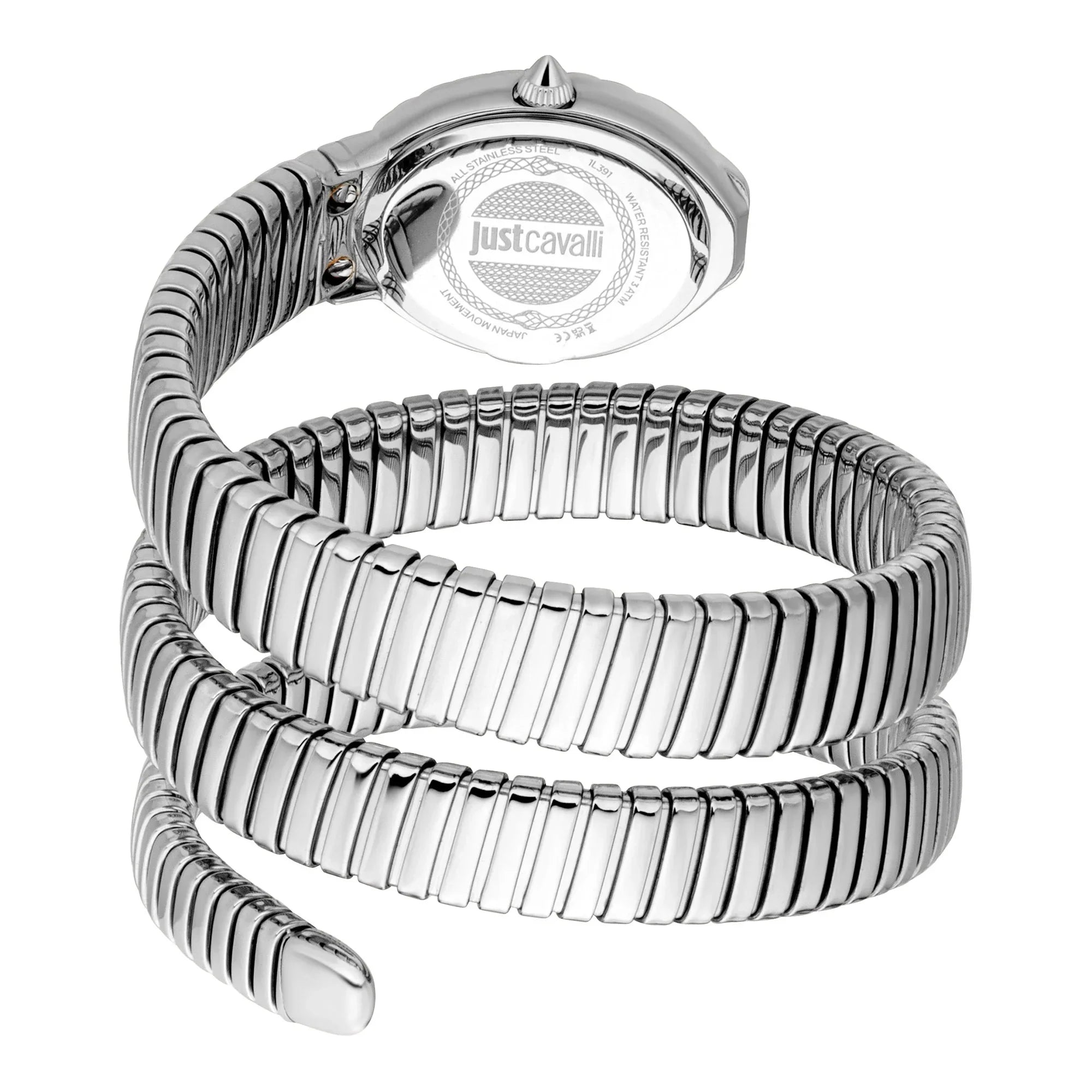 JUST CAVALLI JC1L391M0015 SILVER STEEL BAND PINK DIAL FOR WOMEN