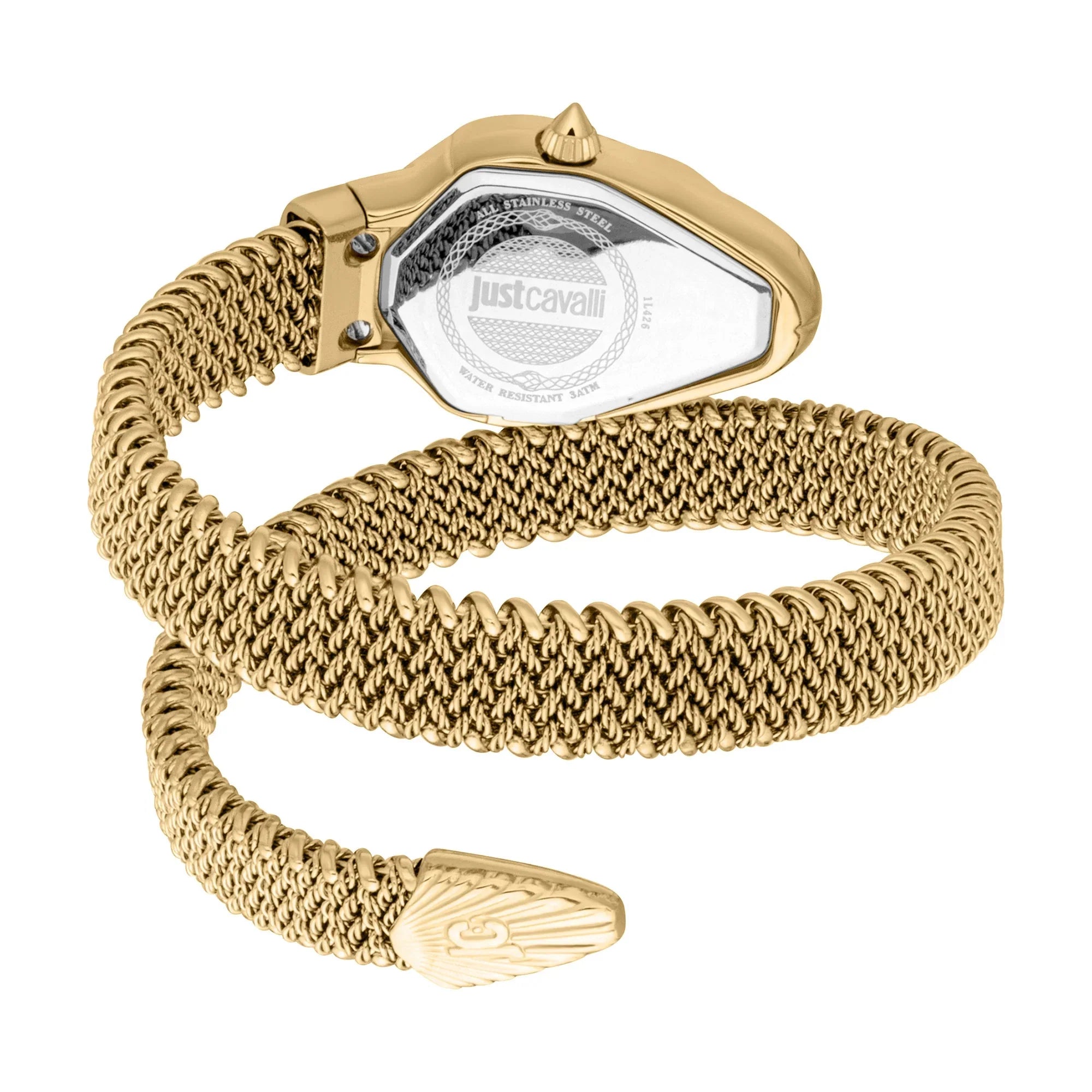 JUST CAVALLI JC1L426M0025 GOLDEN STEEL BAND WHITE DIAL FOR WOMEN