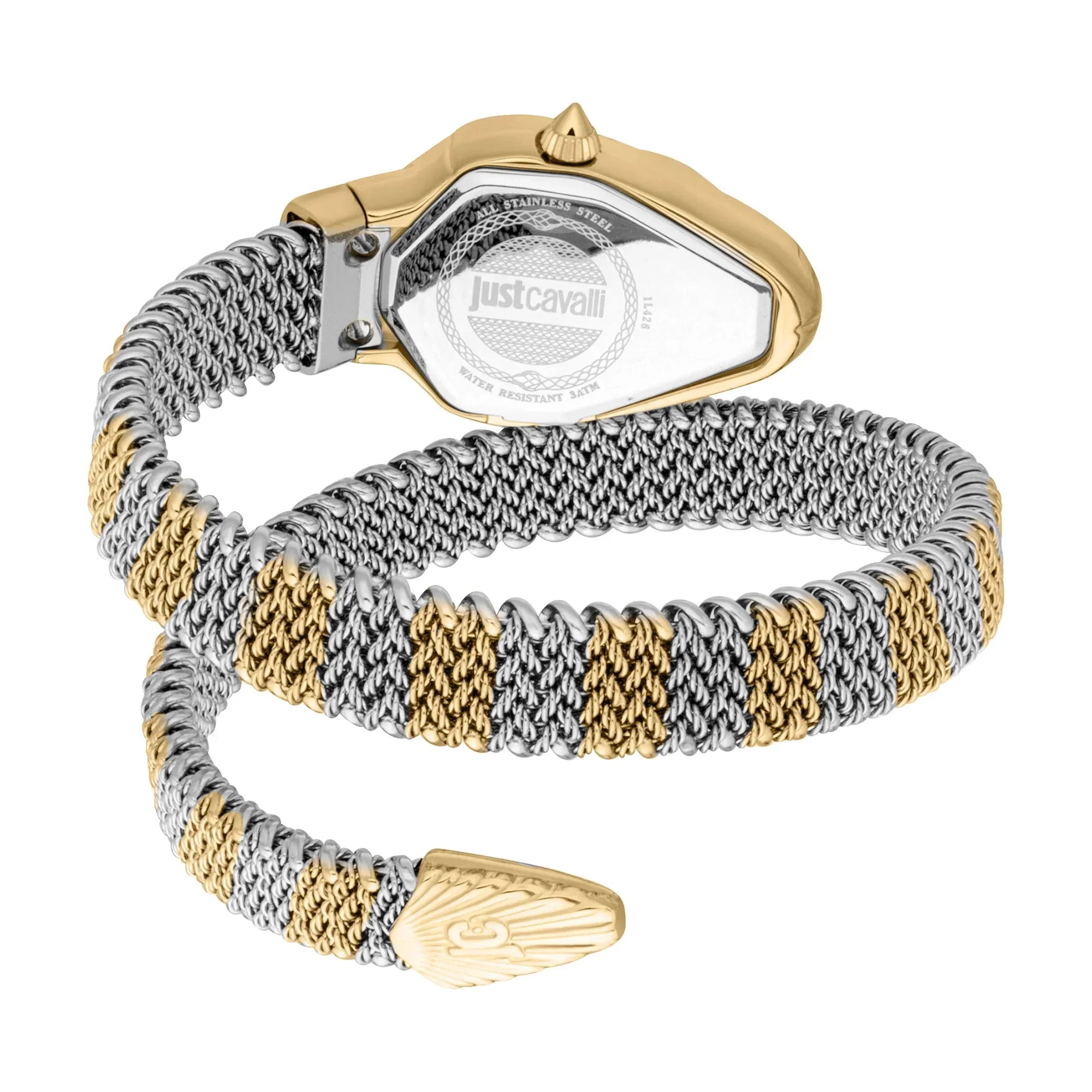 JUST CAVALLI JC1L426M0055 SILVER AND GOLD STEEL BAND WHITE DIAL  FOR WOMEN