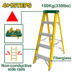 JADEVER Single-Side Fiberglass Ladder 4+1 Steps | 150kg (JDLD0905)