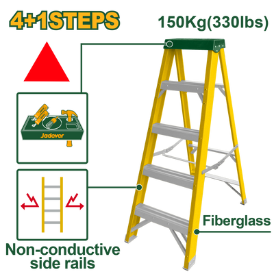 JADEVER Single-Side Fiberglass Ladder 4+1 Steps | 150kg (JDLD0905)