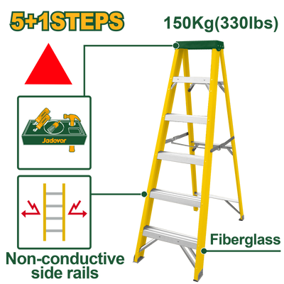 JADEVER Single-Side Fiberglass Ladder 5+1 Steps | 150kg (JDLD0906)