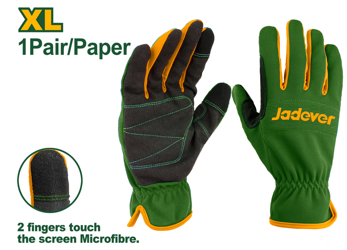 JADEVER Mechanic Gloves XL – Touchscreen, Padded, Microfibre Grip, 1 Pair (JDMG1E02)