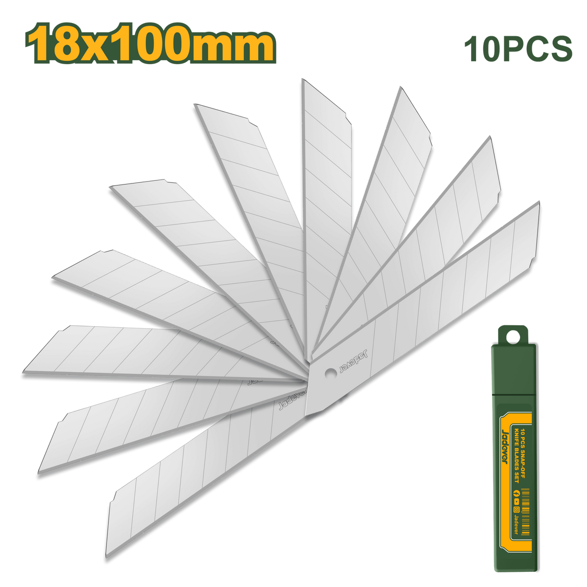 JADEVER 10 Pcs Snap-Off Knife Blades Set 18×100mm – Replacement Utility Knife Blades (JDMK1K18)