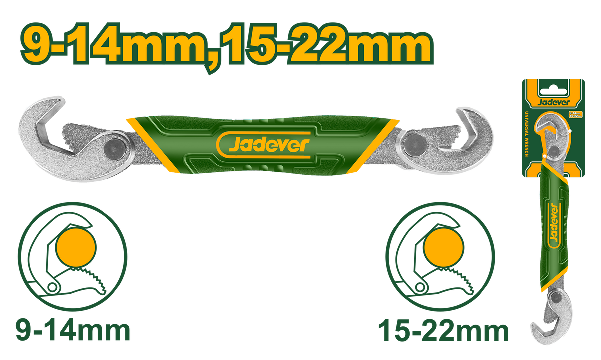 JADEVER Universal Wrench – Double Open End – 9–22mm (JDUW1101)