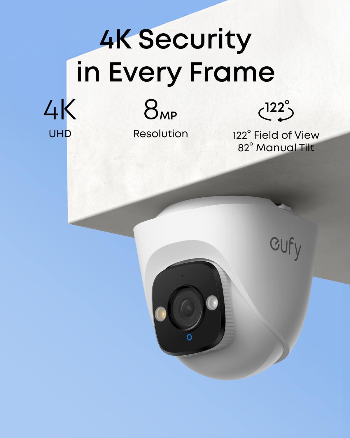 كاميرا eufy Turret PoE E41 - دقة 4K UHD | مجال رؤية 122 درجة | رؤية ليلية فائقة الوضوح