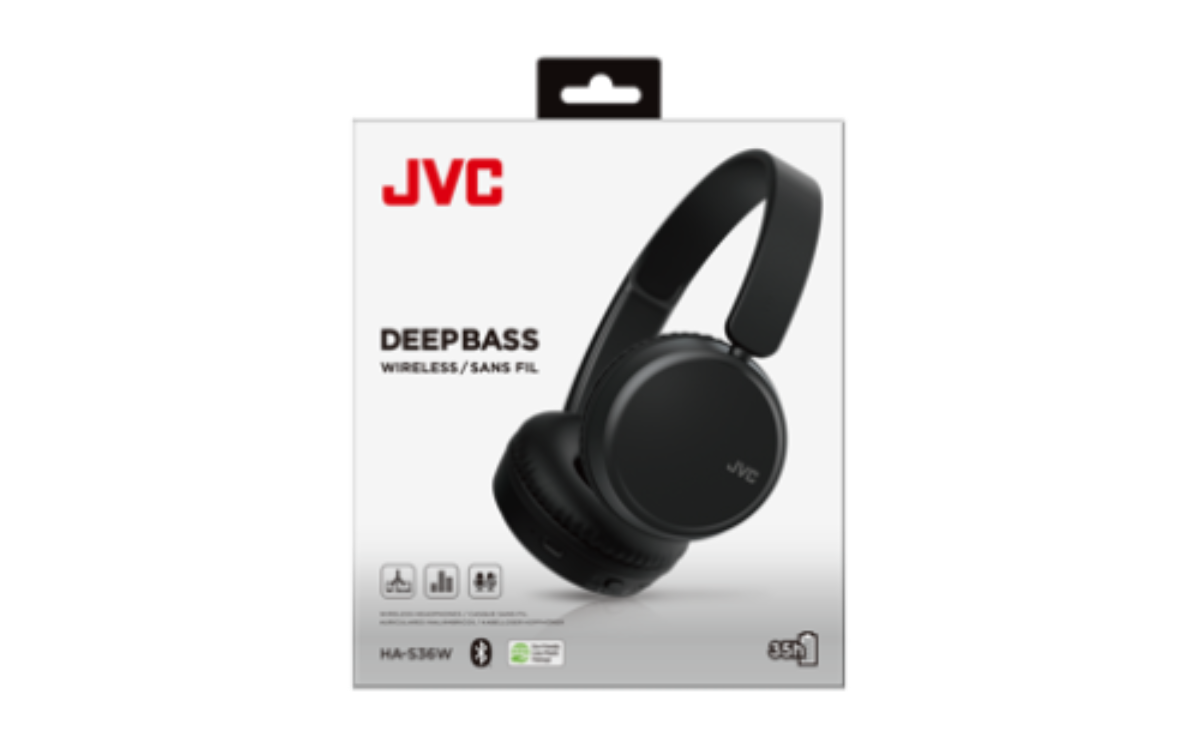 JVC Foldable Bluetooth on-ear Headphones - Black