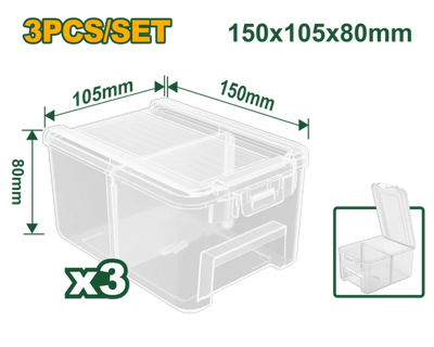 Jadever Transparent Plastic Storage Box 15×10×8 cm 3 Pack