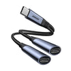 Joyroom 2 in 1 Audio Adapter Type C to Dual Type C - Black