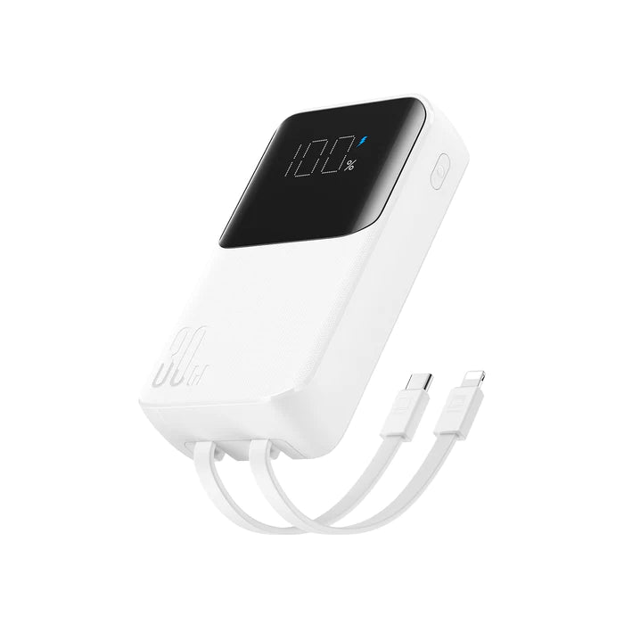 Joyroom 30W Mini Power Bank with Dual Cables 10000mAh Portable - White