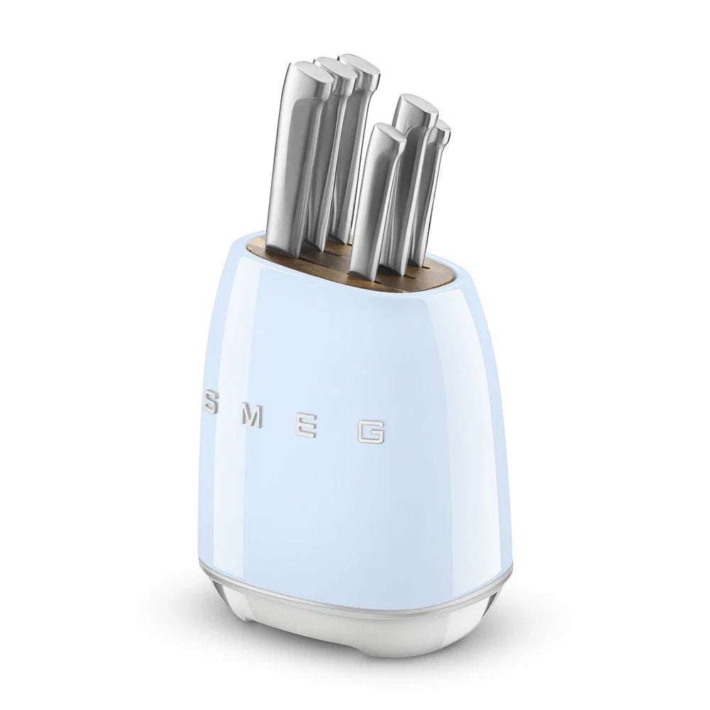 Smeg Knife Block Set – Pastel Blue