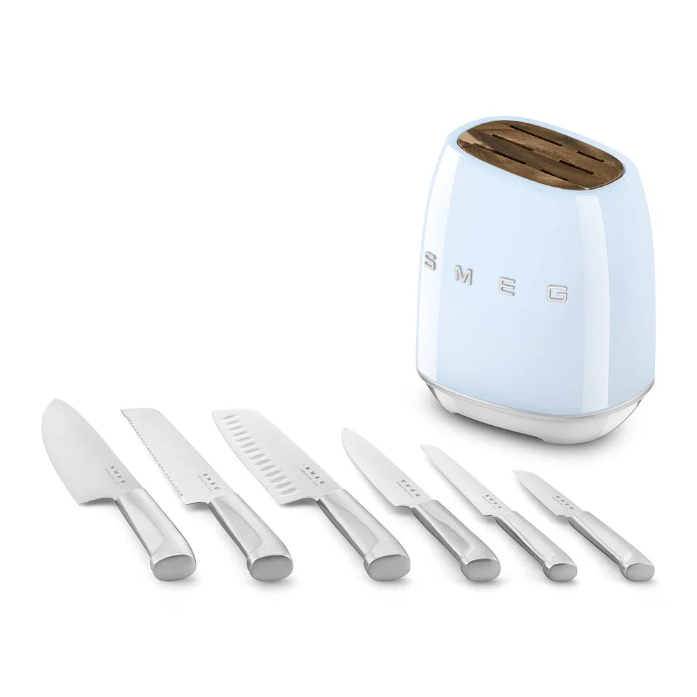 Smeg Knife Block Set – Pastel Blue