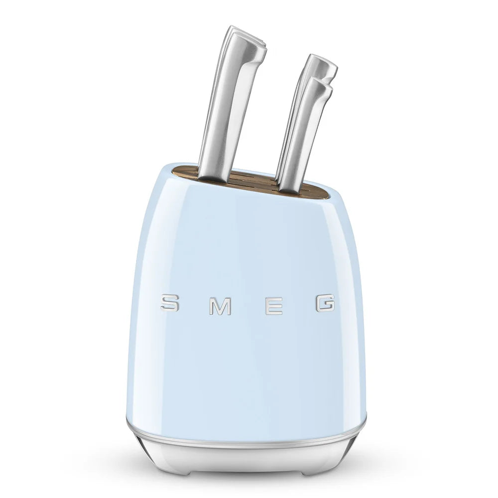 Smeg Knife Block Set – Pastel Blue