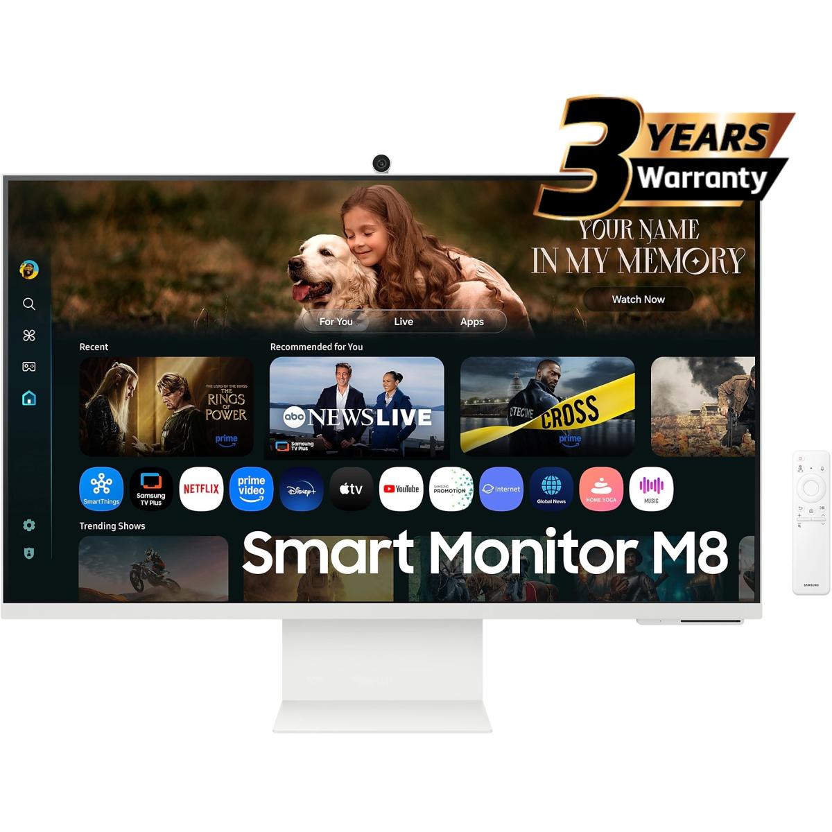 Samsung M8 2025 (FM801) Smart AI 32" 4K UHD Monitor | Tizen OS | USB-C 65W | White