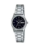 Casio LTP-V006D-1B2 Women's Standard Stainless Steel Black Dial Date Watch