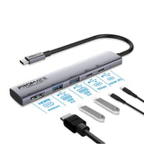Promate LinkHub-5X 4K@60Hz USB-C Hub - 100W PD