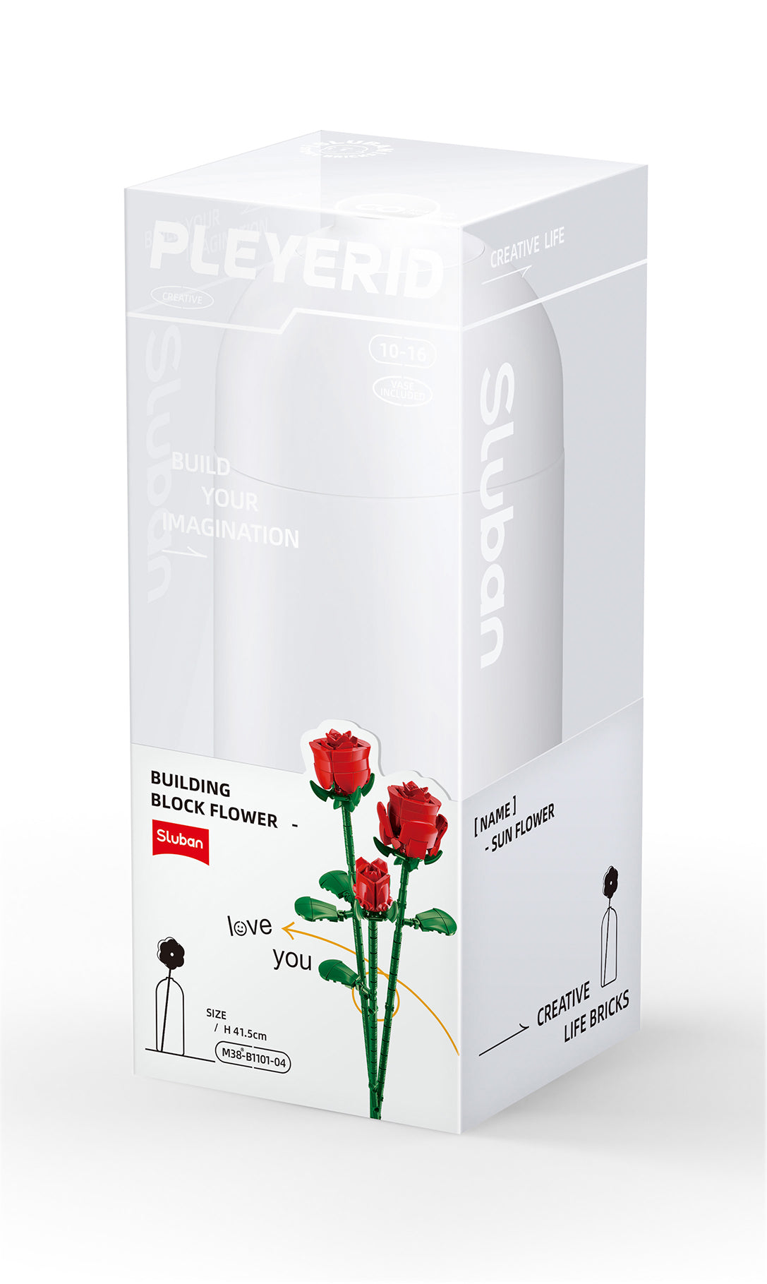 Sluban Pleyerid Red Rose Building Set - 258 Pieces | Flowers Collection