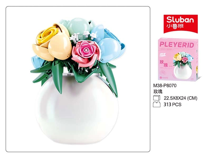 Sluban PLEYERID Roses Building Set - 313 Pieces Floral Decor