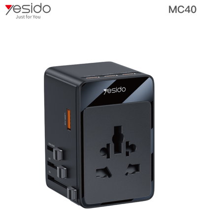 YESIDO MC40 Universal Travel Adapter, 65W USB-C Charging