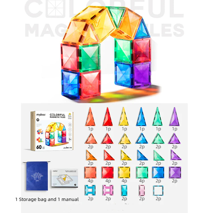 Mideer Colorful Magnetic Tiles 60pcs