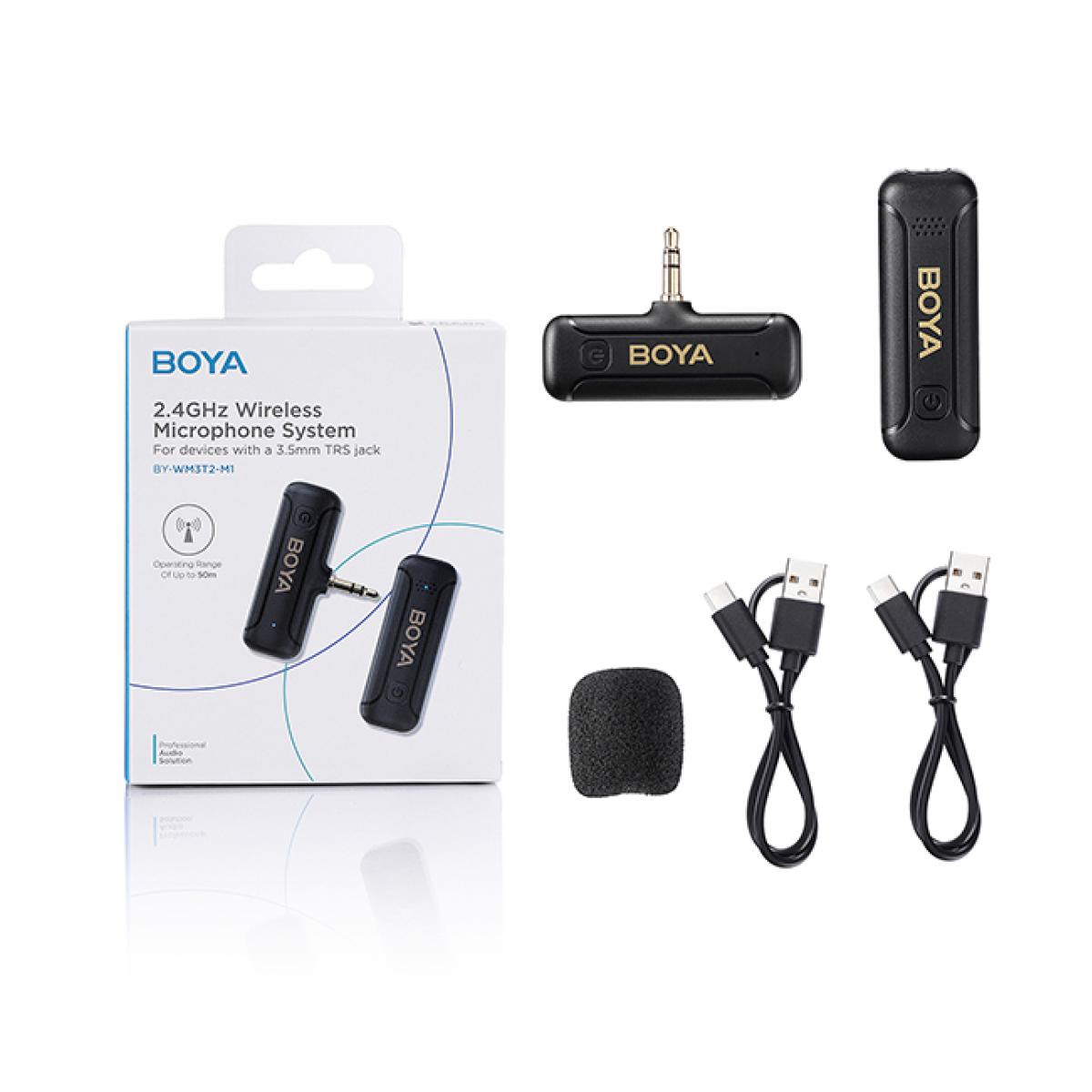 BOYA 2.4GHz AUX 3.5mm Wireless Microphone System (One Mic) - Black