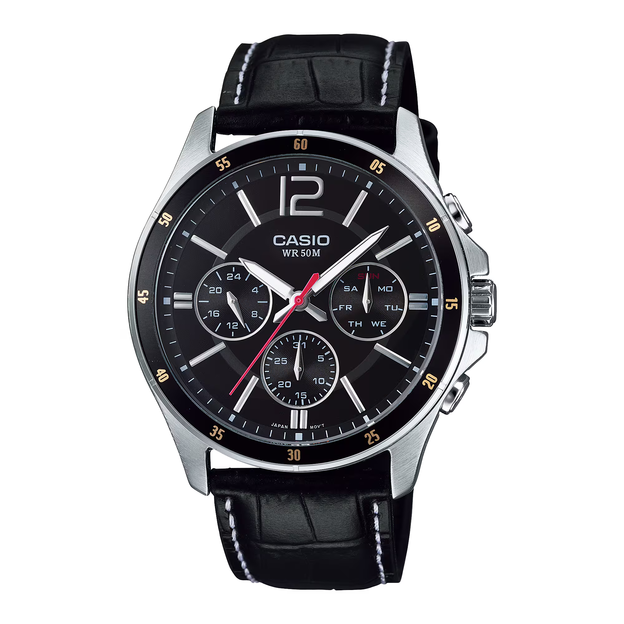 Casio Men Leather Watch MTP-1374L-1AV