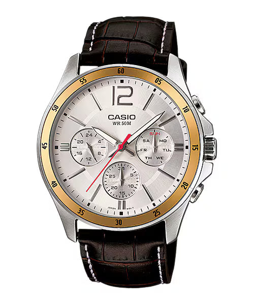 Casio Men Leather Watch MTP-1374L-7A