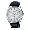 Casio MTP-1375L-7A Classic Multifunction Black Leather Silver Dial for Men