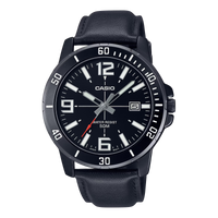 Casio, MTP-VD01BL-1BVUDF, Men's Watch - Black Leather