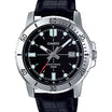 Casio Analog With Date Black Leather Black Dial for Men