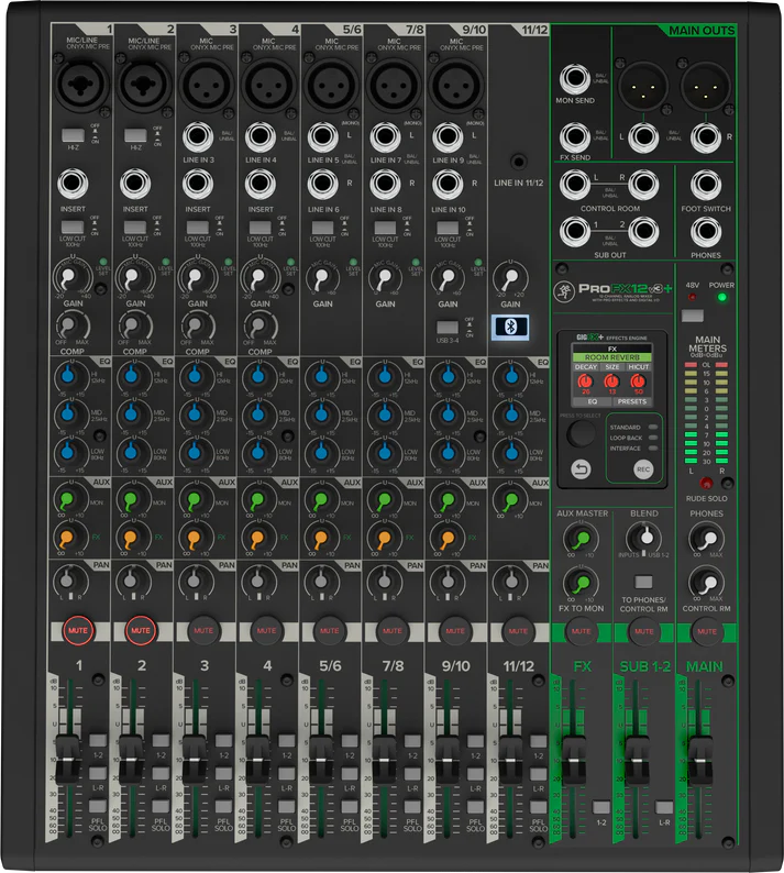Mackie ProFX12v3+ 12-Ch Professional Analog Mixer with USB & Bluetooth