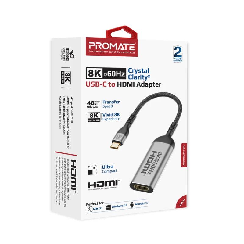 PROMATE CrystalClarity USB C to HDMI Adapter 8K@60Hz - Grey