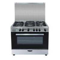 Nara NAXG/9200-BG/LC/FAN Gas Cooker, 90 cm, 5 Burners, Full Safety, Glossy Stainless Steel