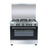 Nara NAXM/9007PRO/LC/FAN Gas Cooker, 90 cm, 5 Burners, Full Safety, Matt Stainless Steel