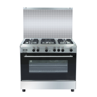 Nara NAXM/9007PRO/LC/FAN Gas Cooker, 90 cm, 5 Burners, Full Safety, Matt Stainless Steel