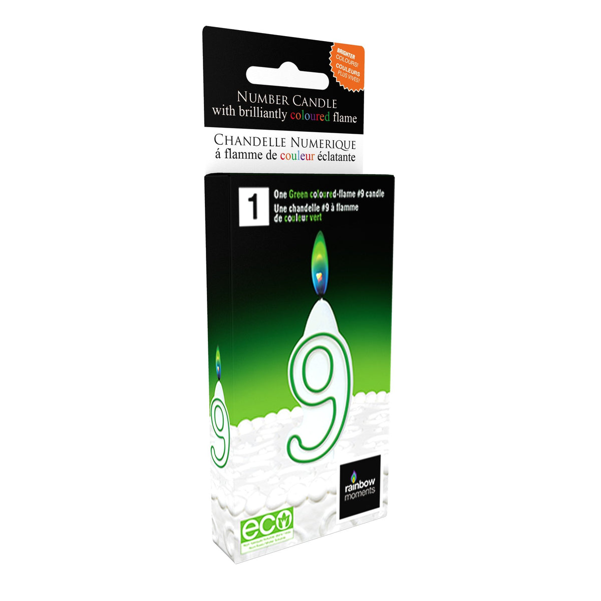 Rainbow Moments Color Flame Number Candles Green - 9