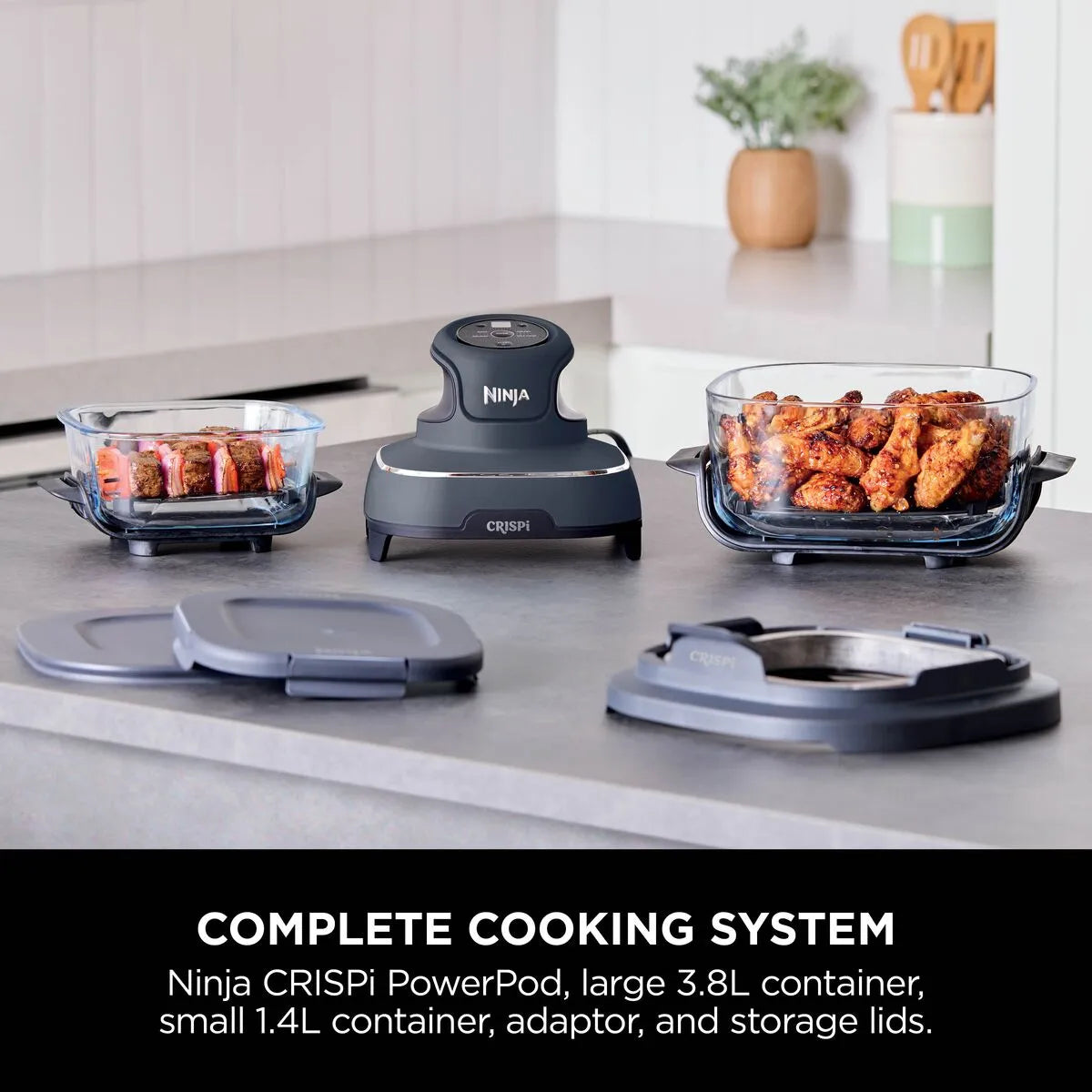 Ninja Crispi FN101MEGY 4-in-1 Portable Air Fryer – Glass Cooking System, 1700W