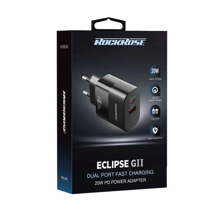 RockRose Eclipse GII 20W PD & QC 3.0 Dual Charger