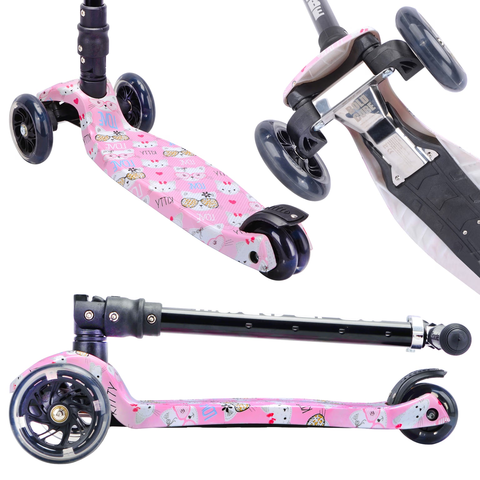 Boldcube Big 3-Wheel Scooter – Kitty Love, Age 5-10