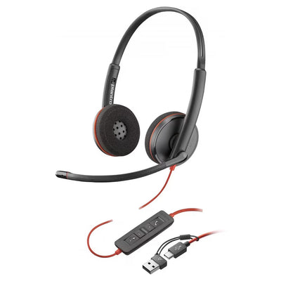 Poly Blackwire 3220 Wired Headset (Plantronics) – Noise-Canceling Stereo USB-C/USB-A | Zoom & Chromebook Certified
