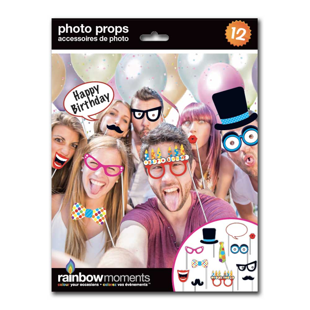 Rainbow Moments Birthday Photo Prop Kit (12-pack)