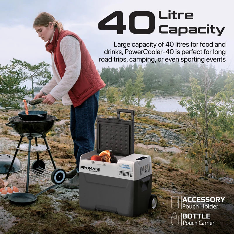 Promate PowerCooler-40 CoolFast™ 40 Liters Portable Outdoor Mini Refrigerator with 52000mAh Powerpack